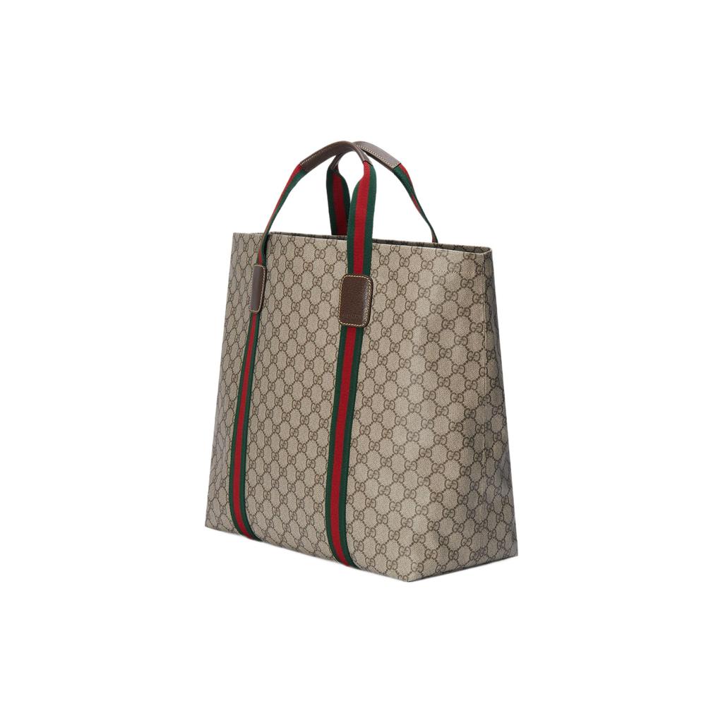 Gucci Double G Logo Canvas Tote Bag Men Tote Bags Beige Ebony 763287-fachl-8844