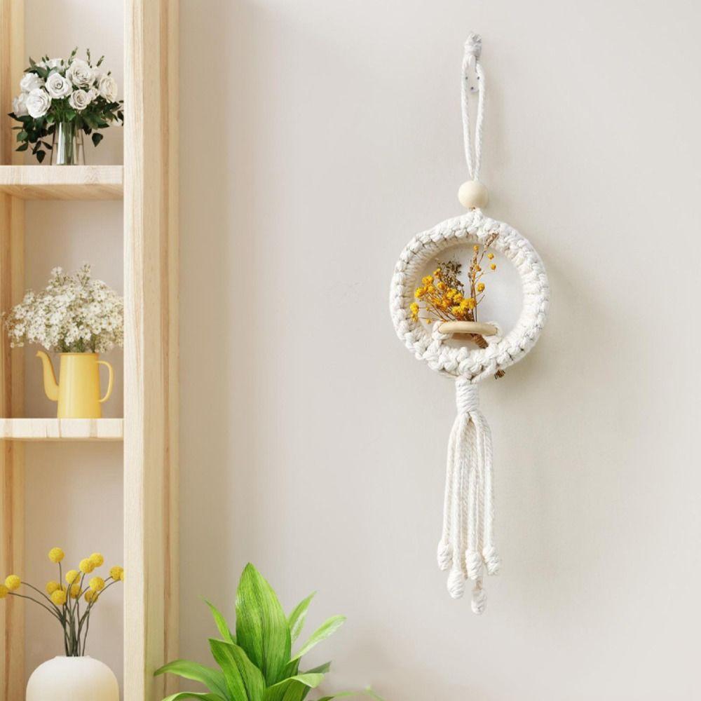 Boho Style Cotton Rope Flower Basket Flowerpot Pocket Simulated Flower Pot  Yard