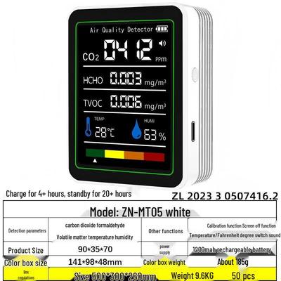 5-in-1 Portable CO2 & Formaldehyde Infrared Gas Detector for Air Quality Monitoring