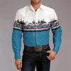 Western Style Long-sleeve Shirt, Men's Fashion Top with Geometric Pattern