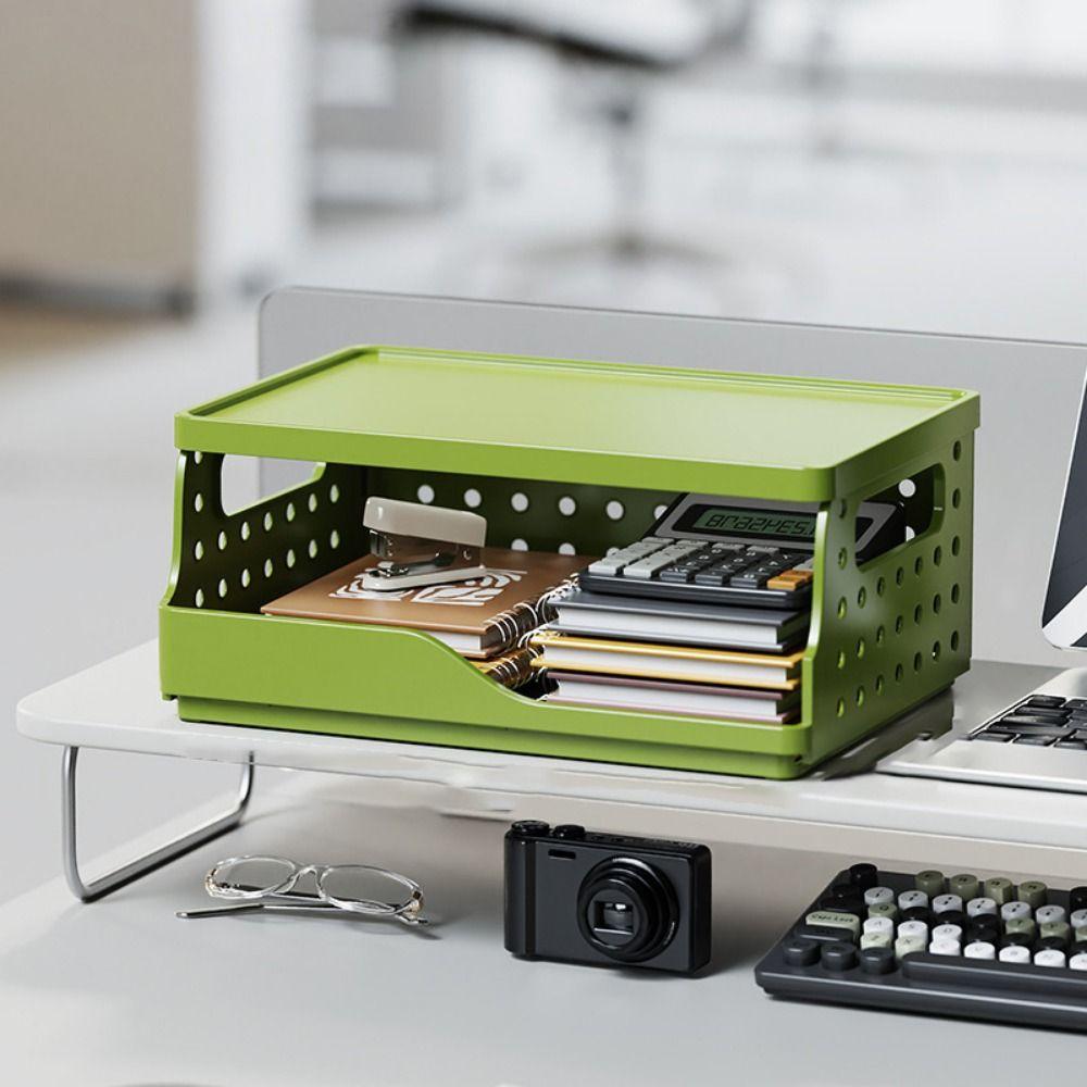 Plastic Foldable Storage Baskets Dopamine Desktop Bookshelf Stackable Container  Office