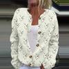 Women's Casual Long Sleeve Woolen Christmas Knitted Cardigan Button Down Jacket