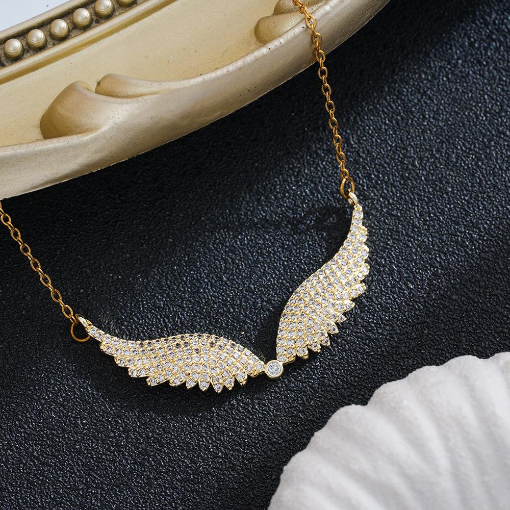 Angel Wings Diamond Necklace - Stylish, Versatile, Collarbone Chain for Women