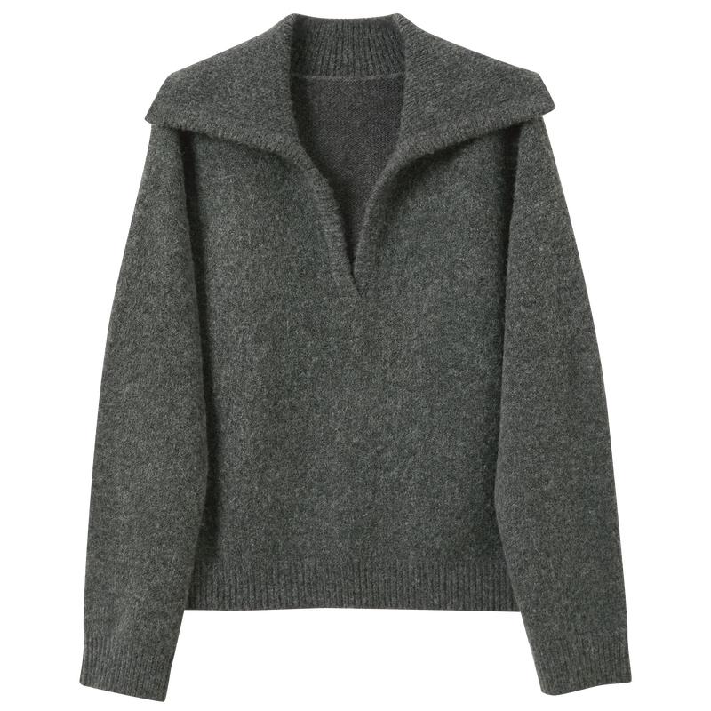 Sancai 2026 Spring Women s Relaxed-Fit Lapel Knit Sweater M