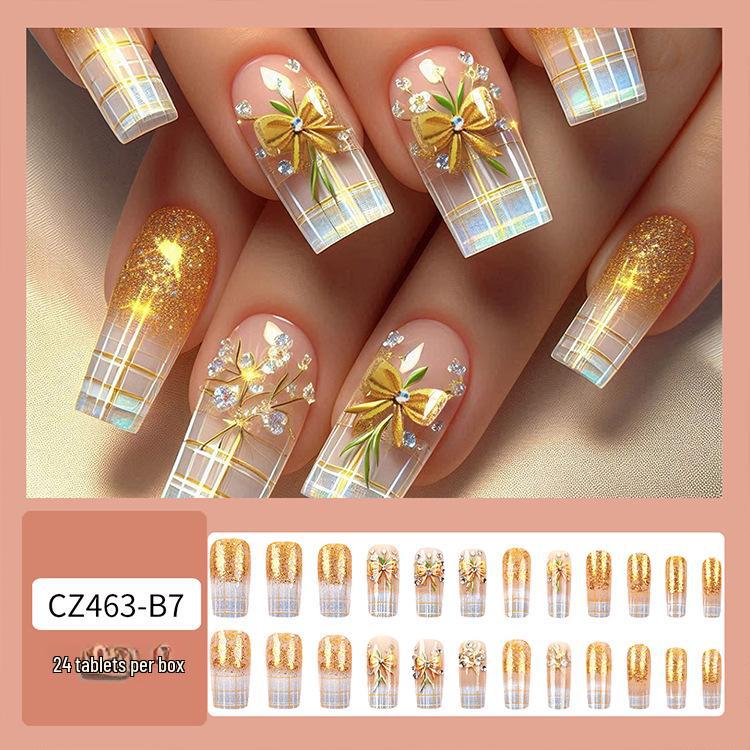 Long T-Point Diamond Jelly Glue False Nails - Press-On Nail Art Tips