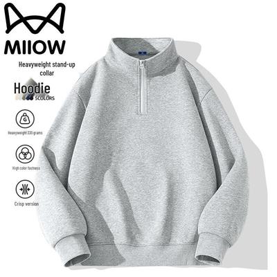 Mao Ren Herren Sport-Sweatshirt mit halbem Reißverschluss und Stehkragen