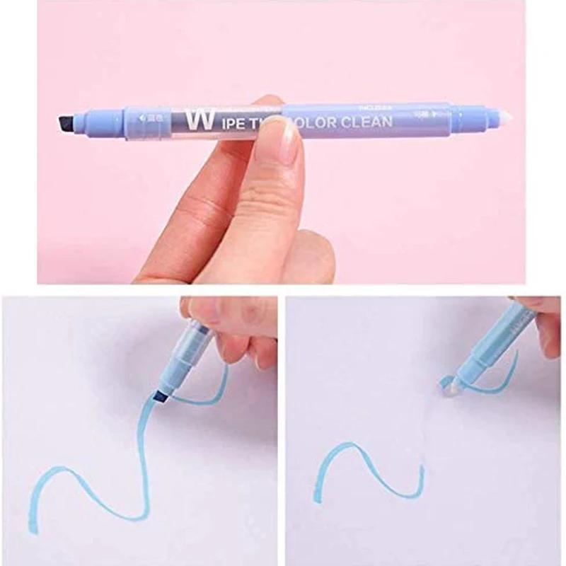 10 Colors Erasable Highlighter Dual Tip Marker Pastel Fluorescent Pen Art Drawing Doodling School Stationary Supplies