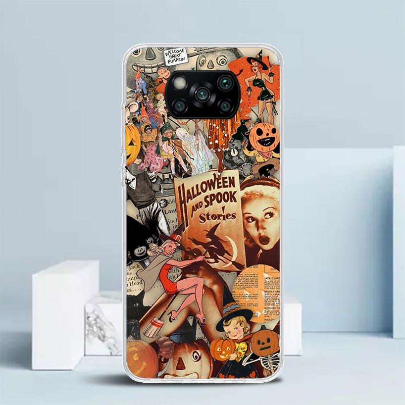 Halloween Fall Art Witch Cat Phone Case For Xiaomi Poco F7 Ultra X5 X6 X7 Pro M7 Redmi 15C 15 13C 13 12C 12 10C 10 10A 9 9C 9A 9