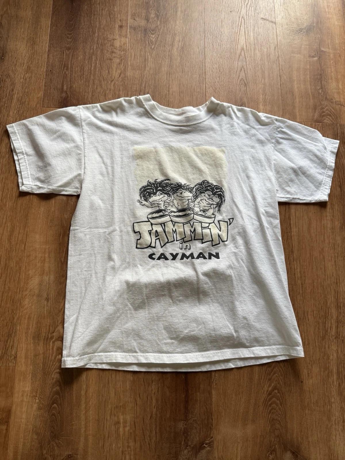 

Vintage 90s Jammin In Cayman Tourist Tee TT-Shirt Mens Large White 4XL