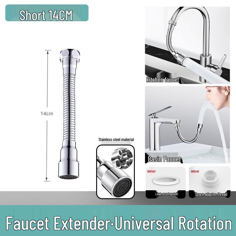 Universal Anti-Splash Faucet Extender with Rotating Joint for Balcony Use