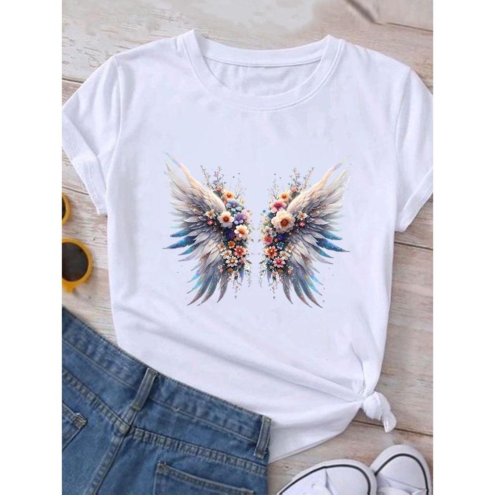 Women's printed candy flower T-shirt, casual wear, short sleeved T-shirt, women's fashionable graphic T-shirt