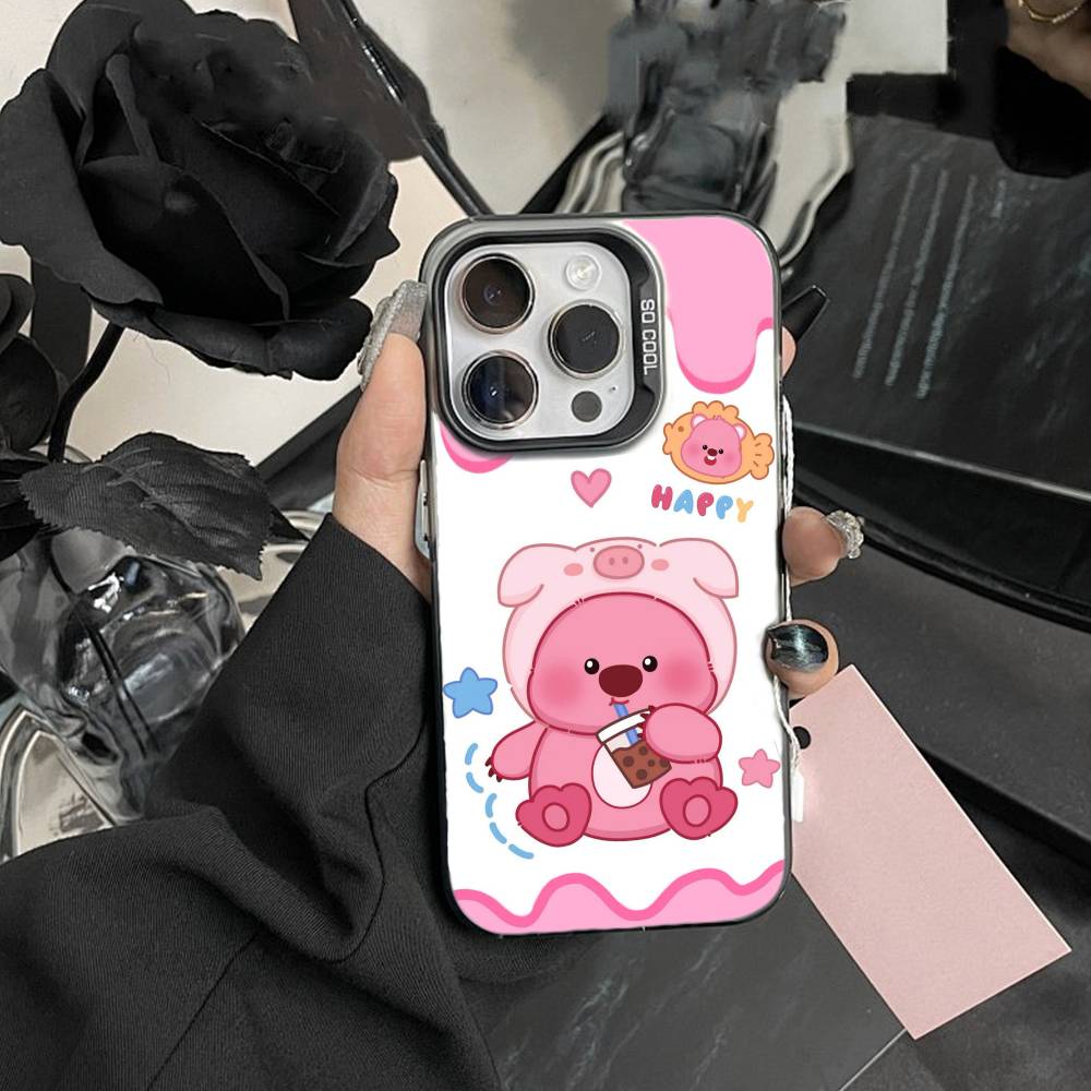 

Милый Мультяшный Чехол L-loopy для IPhone 16 17 15 14 12 13 Pro Max Черный Цвет Ударопрочный Чехол iPhone15pro