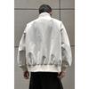 Vintage American Deconstructed Turn Down Collar Short Workwear Baseball Jacket For Men