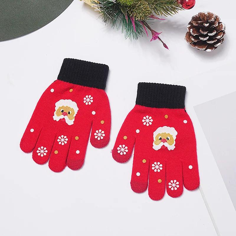 

Christmas Warm Knit Gloves Touchscreen Five Finger Winter Gloves for Adults and Kids Soft Thermal Accessory Perfect Holiday Gift 1Pair красный