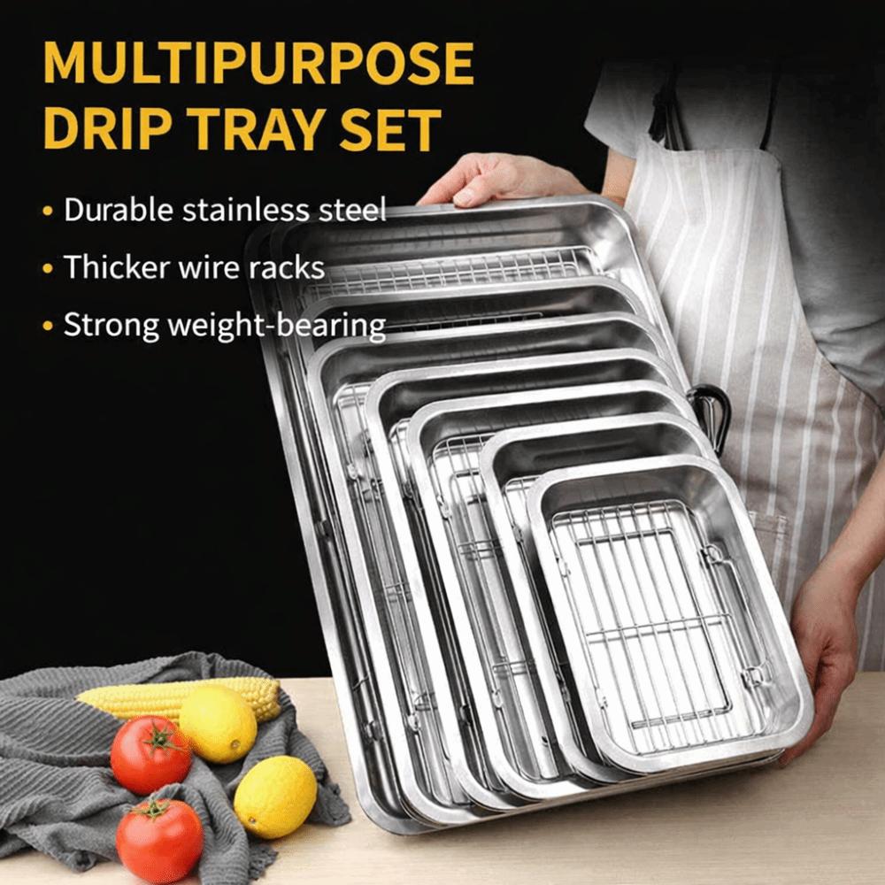 Non-Stick Stainless Steel Baking Pan with Cooling Rack Oven Rack BBQ Tray  for Cooking Roasting