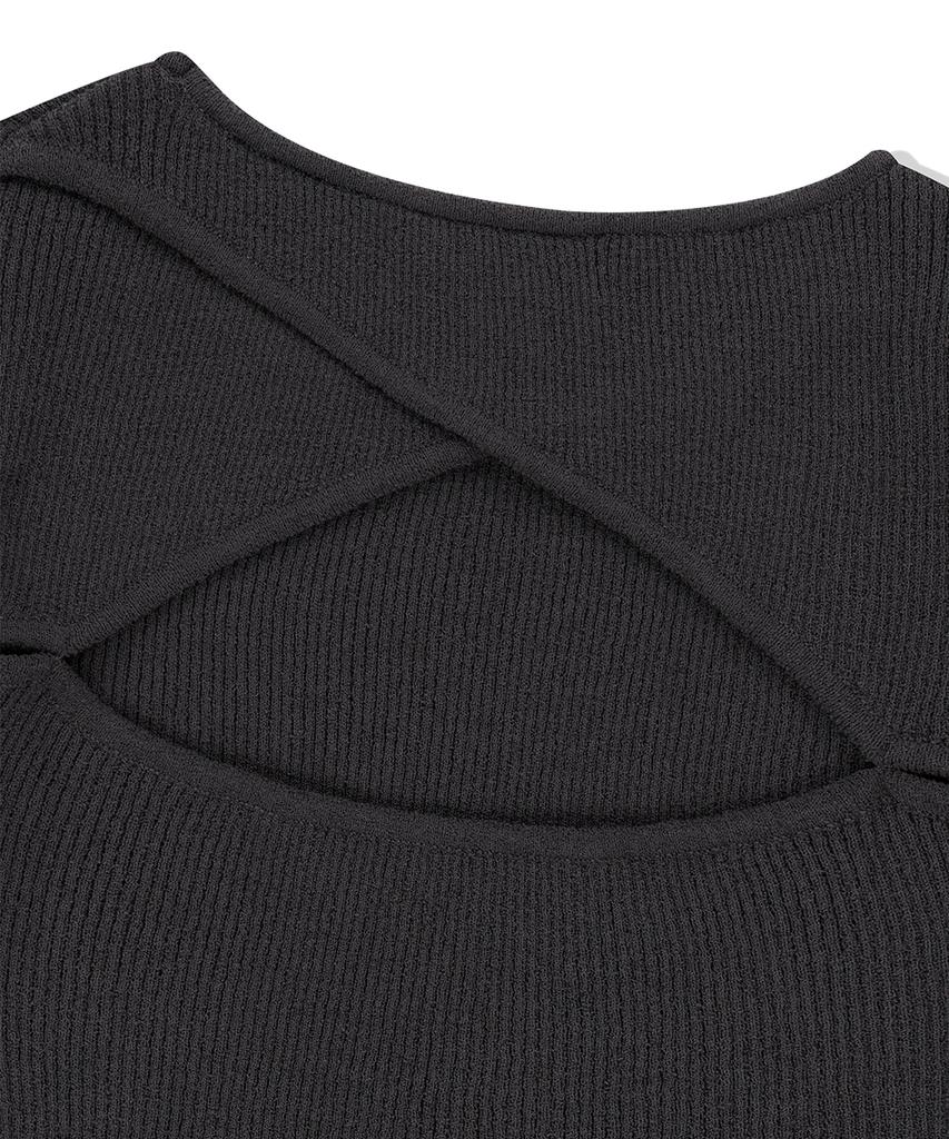 MAHAGRID Cut Off Ls Knit Charcoal(Mg2Fmfk614A)