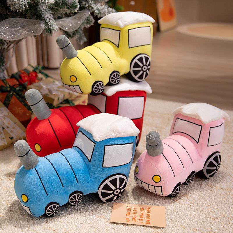 Cartoon Car Doll Plush Toy Train Doll Kindergarten Baby Soothing Rag Doll Birthday Gift