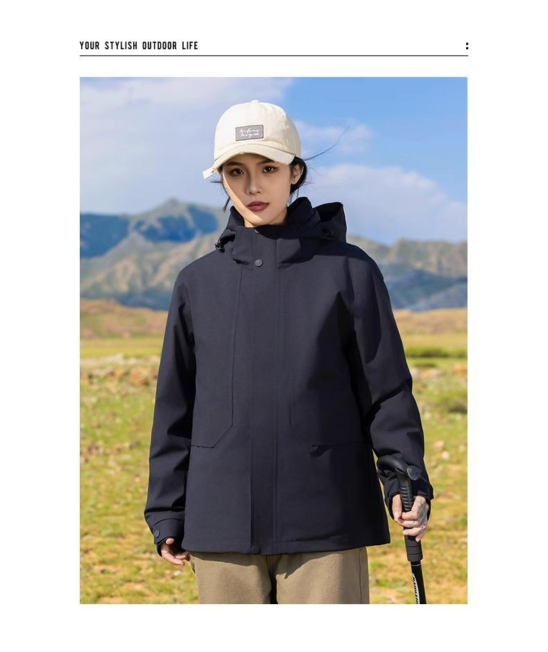 Three-in-One Detachable Windproof Goose Down Jacket: Cold-Resistant, Water-Repellent Outer, Warm Inner Layer for Couples