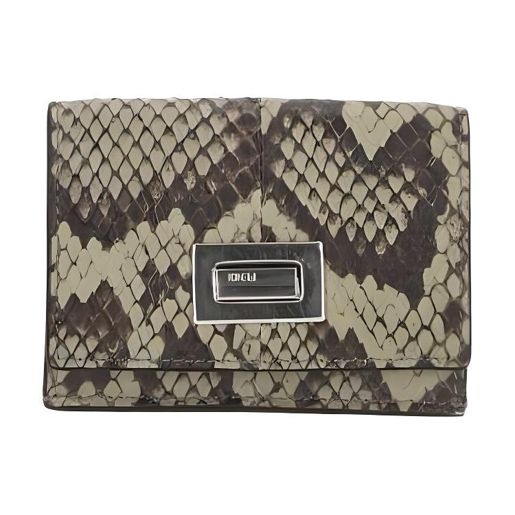 

Fendi Silver Finish Three-Fold Iconic Twist Lock Snakeskin And Calfskin Wallet Women wallet Green 8M0426-AM2W-F1K3I Gift Set(Basic Set+Box+Shopping Bag)