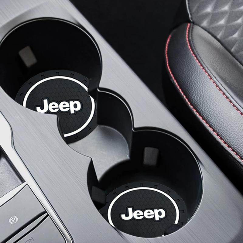 1/2pcs Car Cup Mat Anti-slip Bottle Holder Coasters Car Accessories for Jeep Grand Cherokee Wrangler Renegade Compass Patriot Liberty
