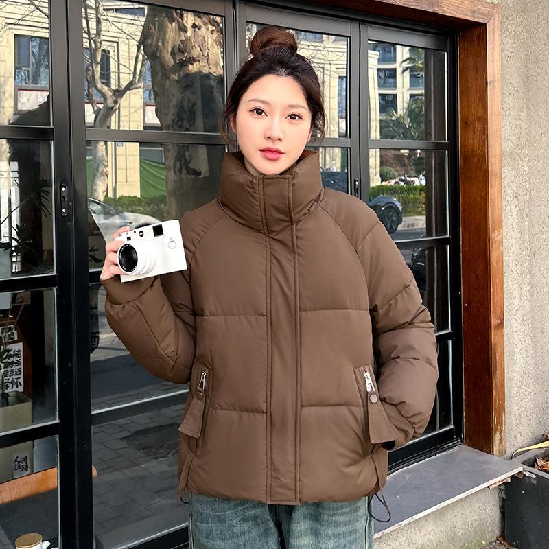 Women's Short Stand Collar Loose Warm Slimming Thick Cotton-padded Jacket Coat