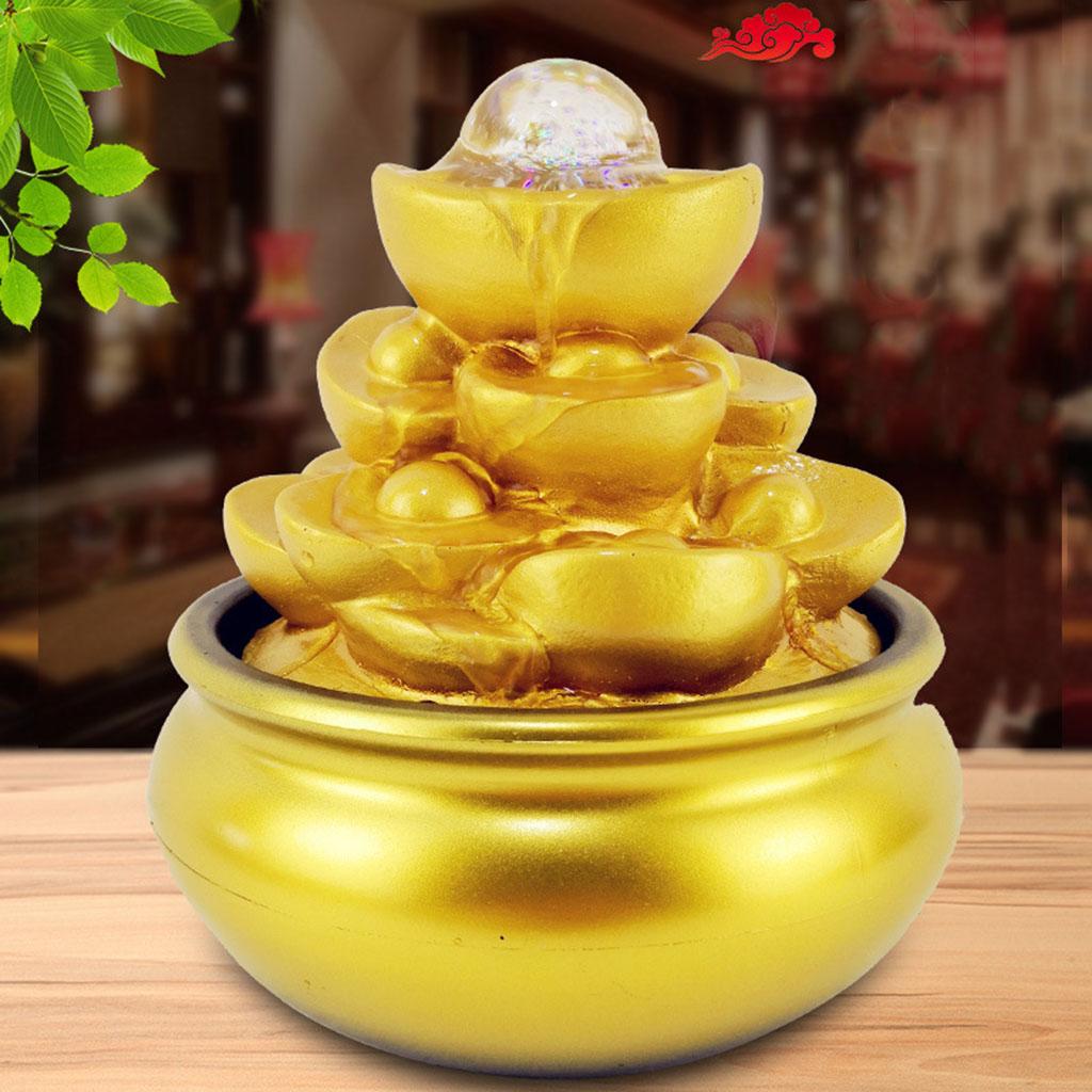 Resin Feng Shui Money Tree Statue Golden Wealth Tree Ornament Gifts for Housewarming Opening Ceremony
