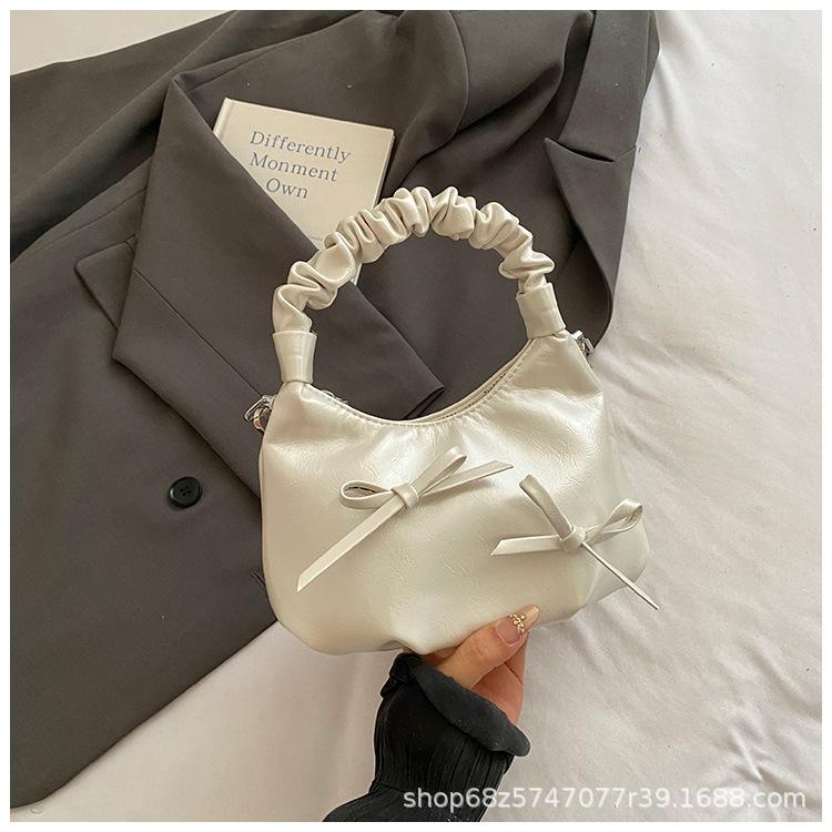 French Ballet Style Bow Underarm Bag Women's 2025 Summer Large Capacity Folded Cloud One Shoulder Crossbody Dumpling Bag