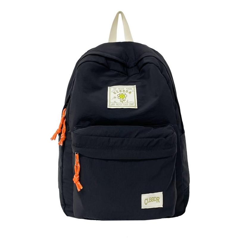 

Однотонный школьный рюкзак для женщин, большой емкости чёрный