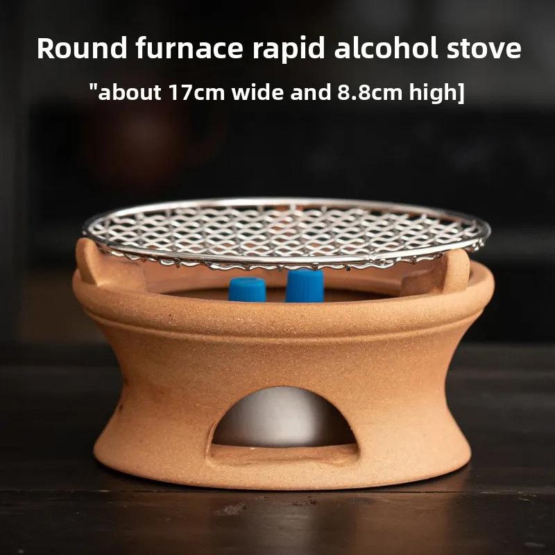 Japanese Style Handmade Clay Teapot Set - Fast Heating Alcohol Burner, Stovetop Safe Gongfu Tea Kit with Kettle & Cultural Gift