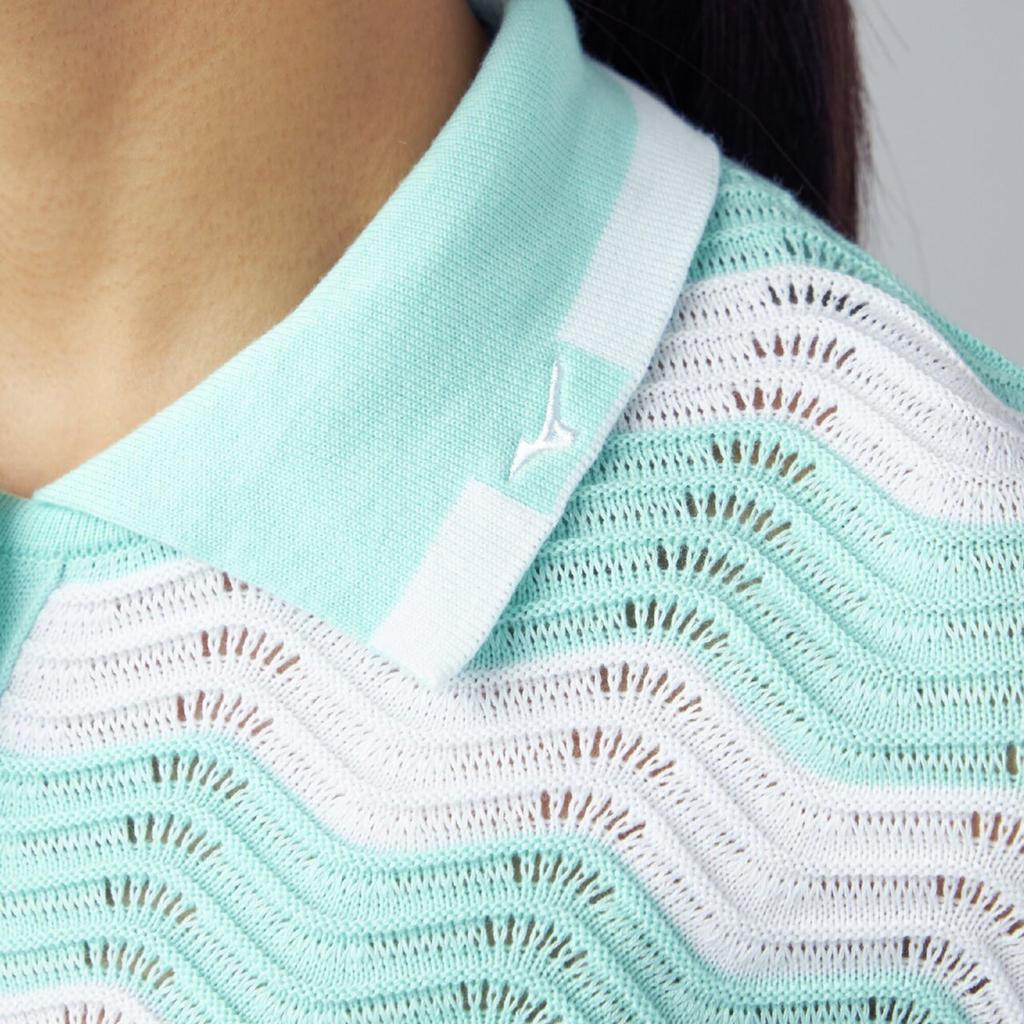 Golf Wear Ripple Knit Polo Shirt 52JAD210 Mint XL [Mizuno] Short-Sleeve Women's