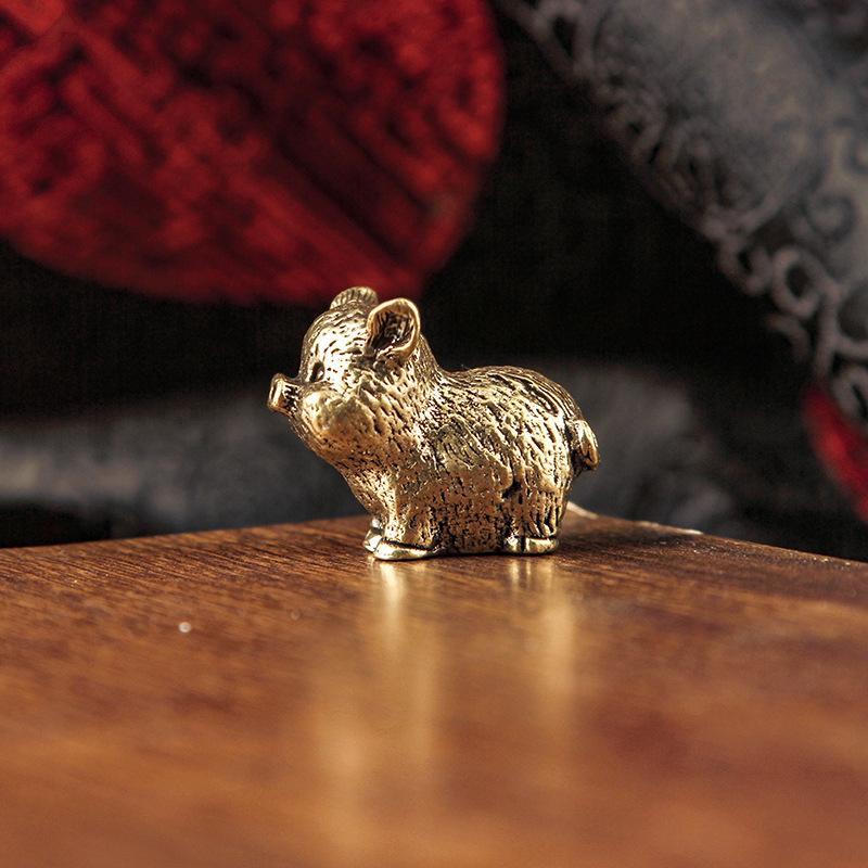 Brass 12 Zodiac Animal Head Sculpture Small Statue Desktop Ornaments Vintage Beast Figurines Mini Lucky Home Decorations Crafts