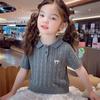 Girls' Academy Style Korean Short-Sleeve Knit Top