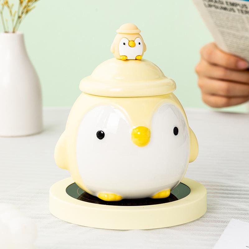Pinguin mit großem Bauch Thermostatische Keramiktasse Niedlicher Cartoon Ins Kaffeetasse Büro Tasse Niedliche Wassertasse
