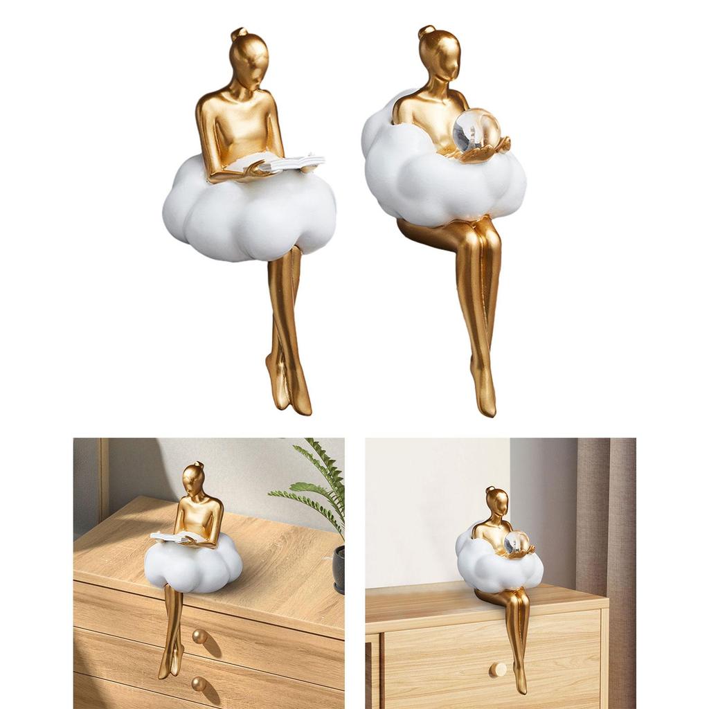 Art Statue Decor Women Christmas Gift Table Centerpiece Character Statue for Living Room Office Shelf Bookshelf Decorations