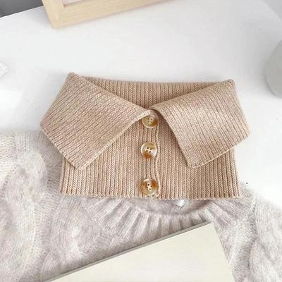 Gestrickter Knopf Falscher Kragen Pullover Schal für Damen Koreanische Version Vielseitig Rollkragen Pullover Dekoration Halsschutz Warm