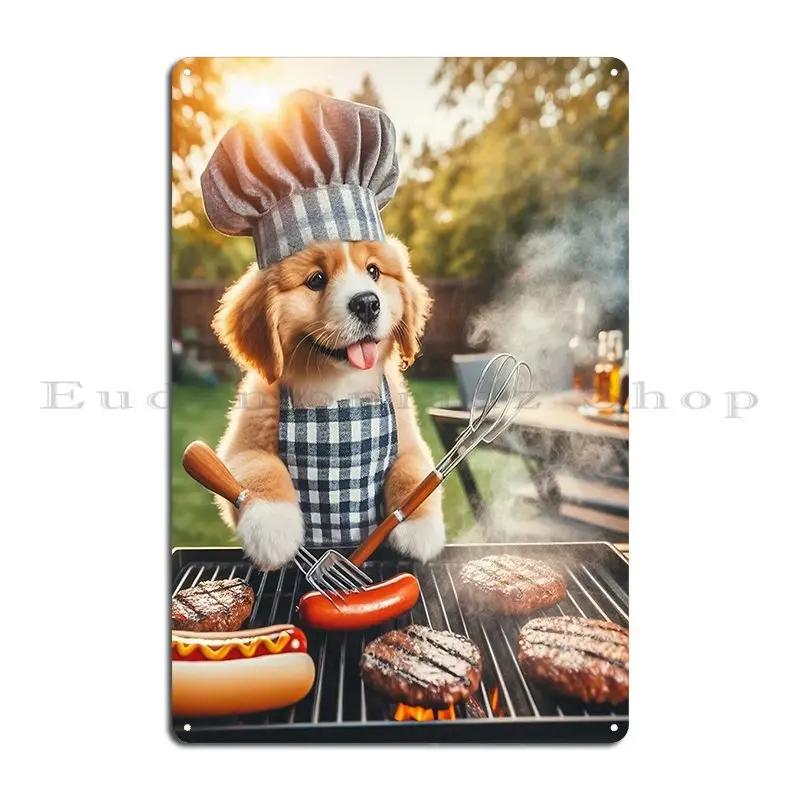 Sweet Puppy Barbecue Metal Plaque Wall Cave Create Mural Design Wall Decor Tin Sign Poster