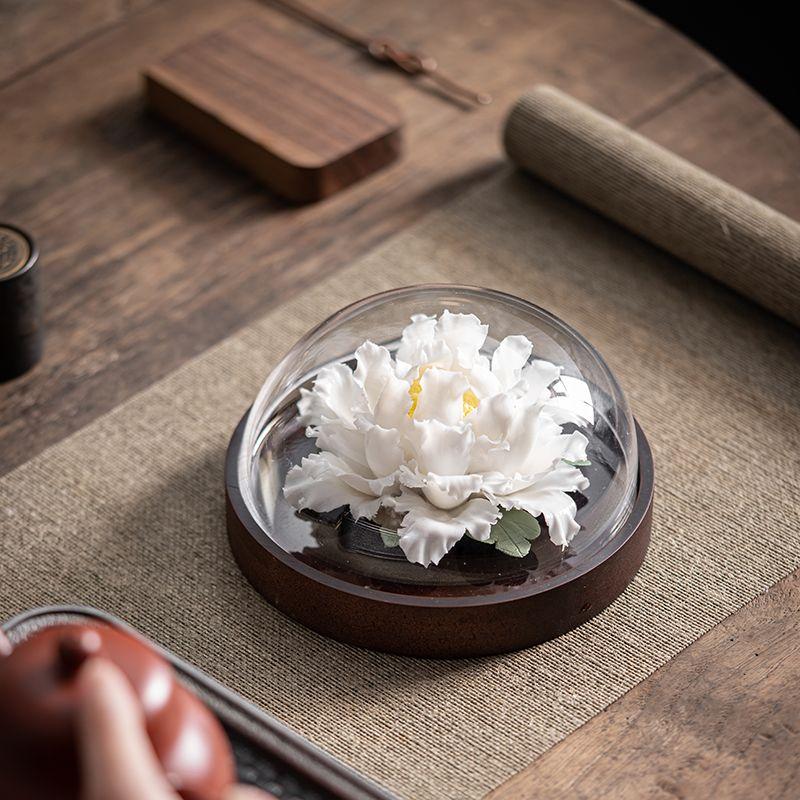 Handmade Ceramic Flower Peony Flower Diffuser Home Office Living Room Teahouse Chinese Creative Tea Ceremony High-end Decoration