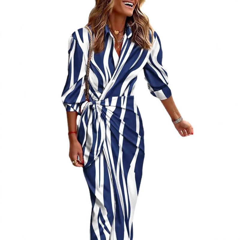 Fashion Trend Print Long-sleeved Dress Woman