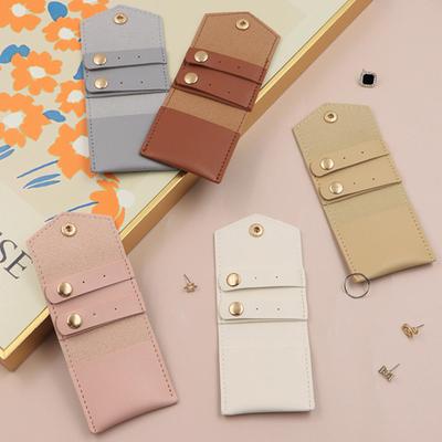 Cute Mini Jewelry Storage Bags Microfiber Leather Gifts Earring Ring Organizer Snap Button Necklace Packaging Pouch