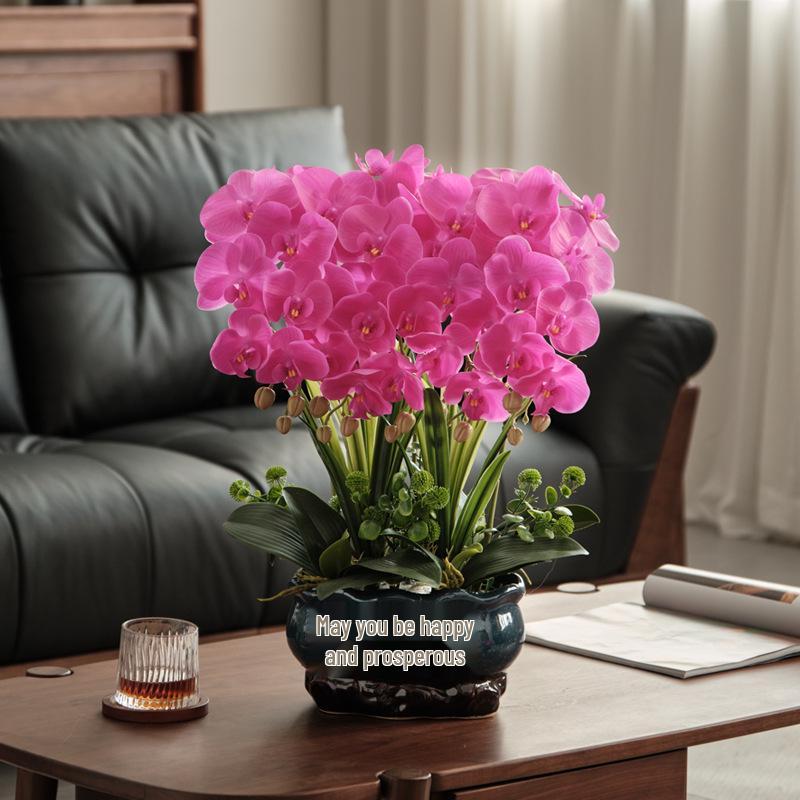 Luxury Phalaenopsis Artificial Flower Arrangement for Living Room Dining Table Decor