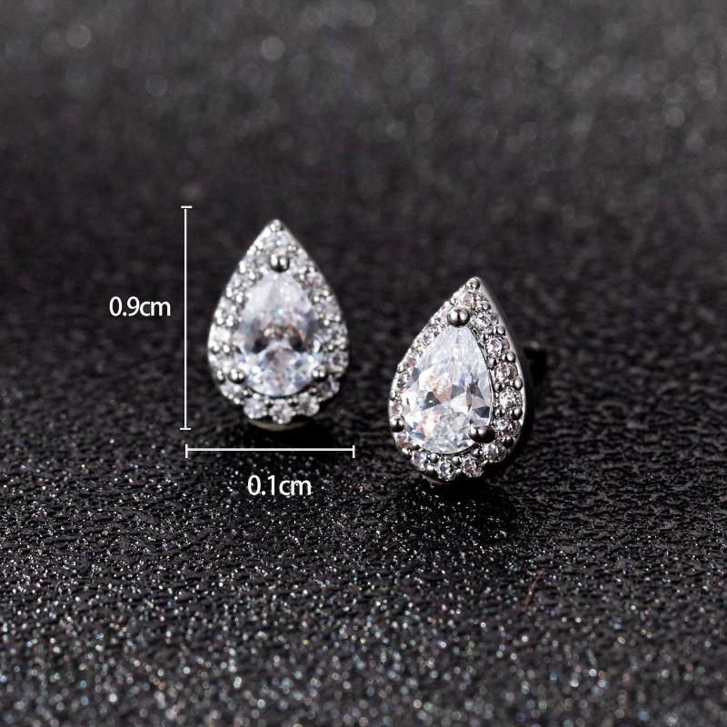 Bridal Jewelry European and American Fashion Wedding Water Drop Zircon Steel Needle Stud Earrings Women's Elegance Earrings Temperament Earrings Hot