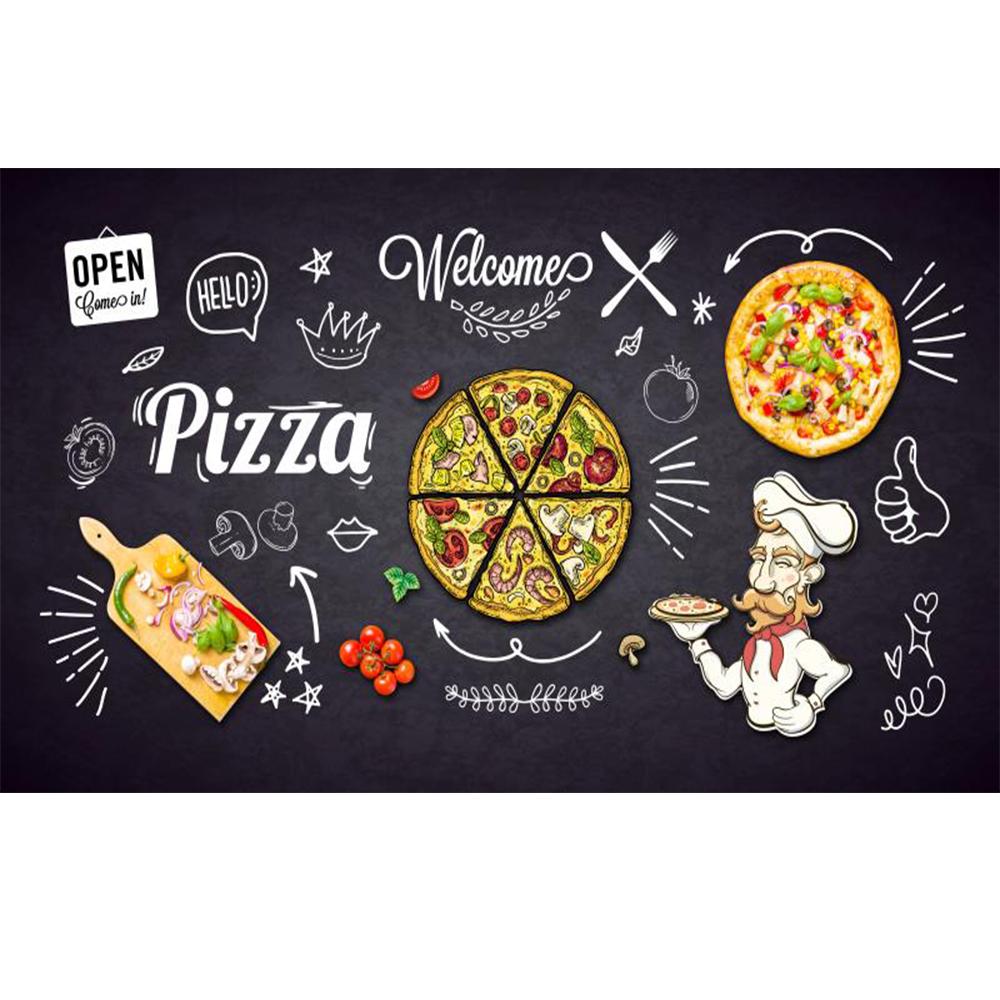 Fototapeta Muralowa Pizza Sklep z Pizzą Tablica Kredowa Tło Mural Ścienny Restauracja Duża Tapeta z Pizzą