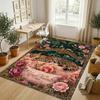 Leopard Floral Theme Soft Crystal Velvet Rug Custom Name & Text Print Non Slip Floor Rug for Bedroom Living Room
