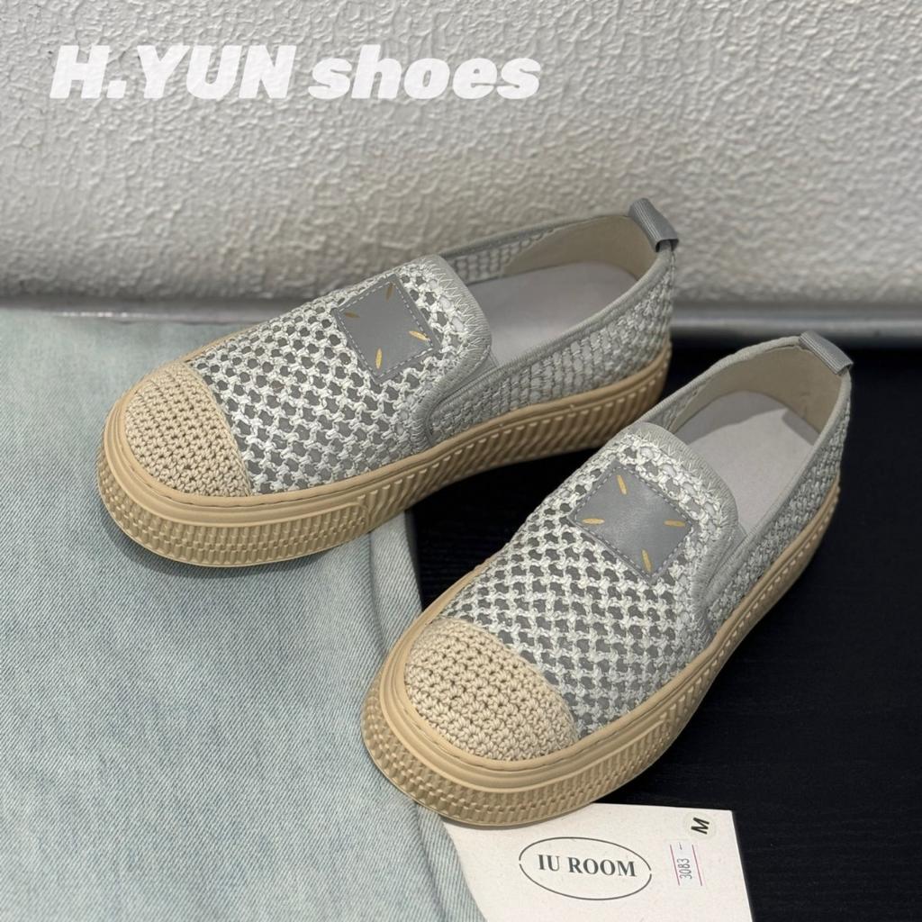 Mesh Hollow Breathable Fisherman Shoes Women's One-pedal Lazy Loafers 2025 Summer New Straw Biscuit Women's Shoes