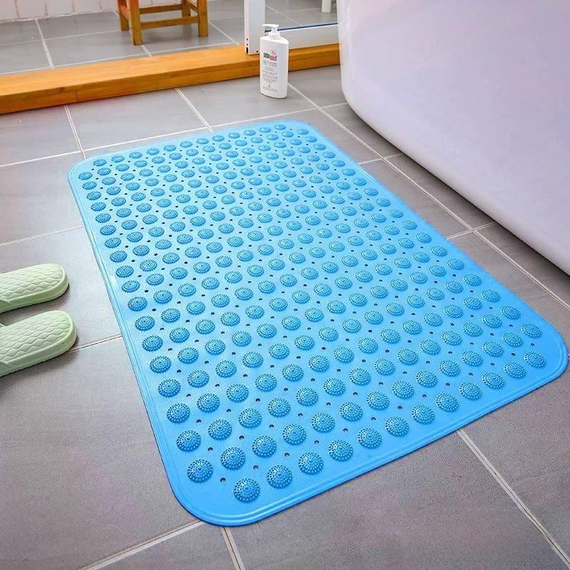 Modern Minimalist Pvc Bathroom Anti Slip Mat With Massage Design For Safe Showering Blue