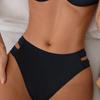 Women's Double Strap High Waist Bikini Bottom Black High Cut Swimwear