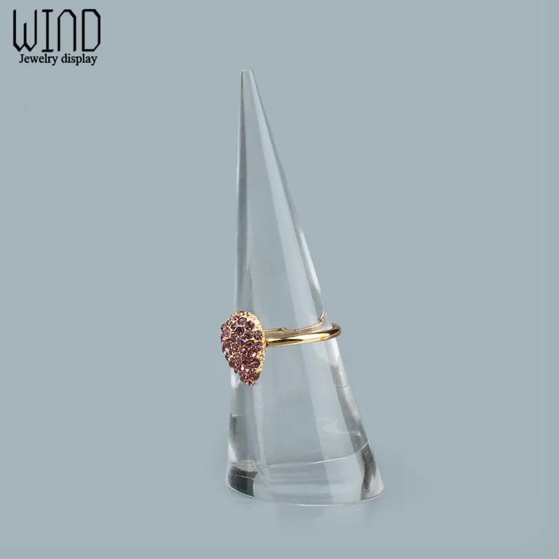 

Acrylic Solid Finger Ring Holder Stand Conical Bague Display Rack Dressing DesktopDecor Ring Jewelry Support Organizer