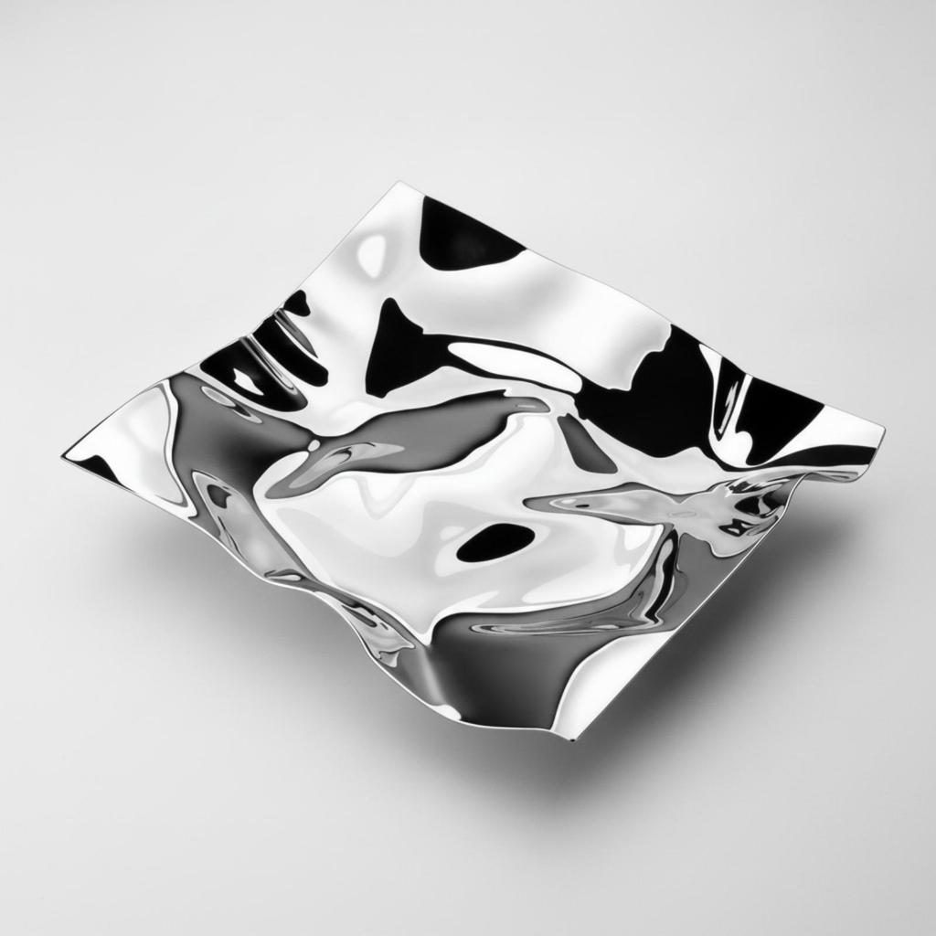 Stainless Steel Tray Mirrored with Reflective Finish Sculptural Irregular Serving Platter for