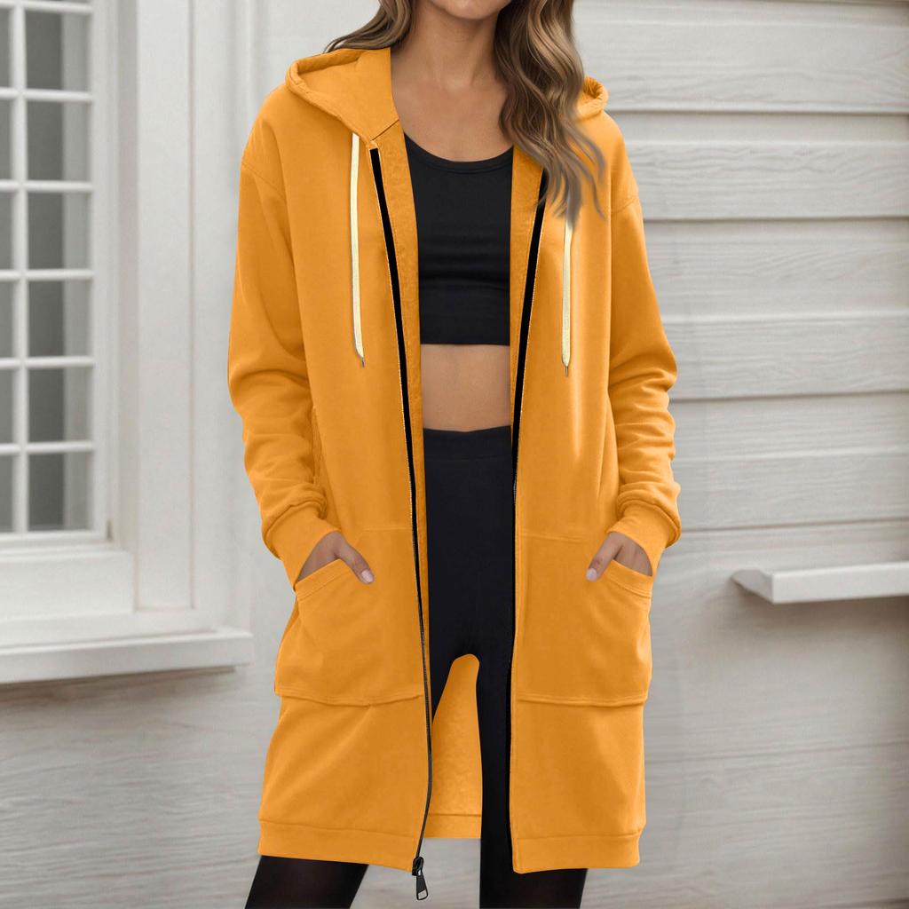Damen Reißverschluss Kapuzenpullover Übergroß Langer Pullover Kapuzenpullover Lässiger Langarm Herbst Kapuzenpullover Jacke