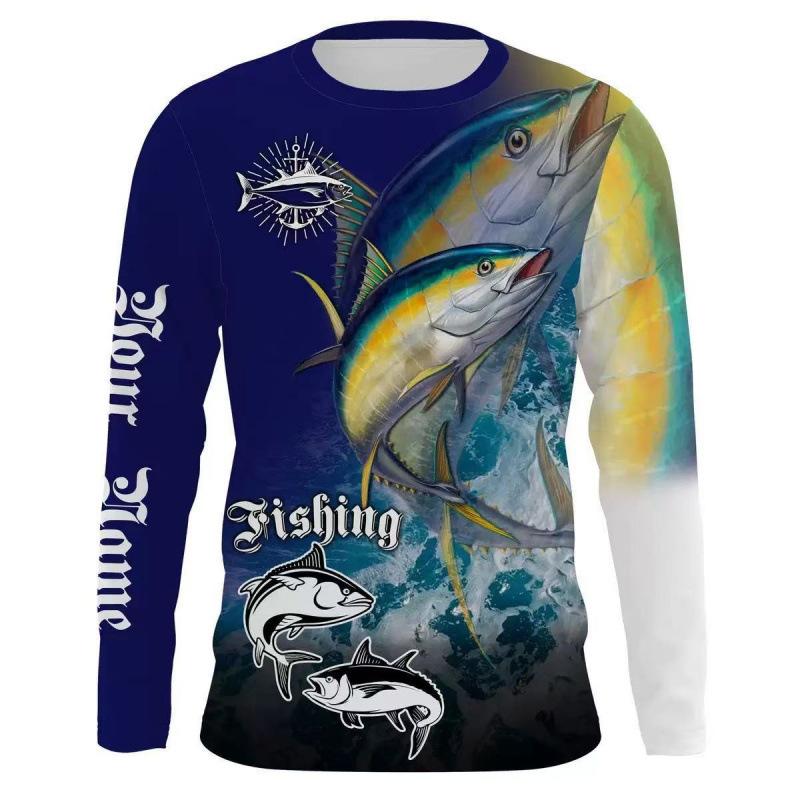 Fishing Series 3D Digital Printed Men's Street Trendy Round Neck Long Sleeve T-shirt